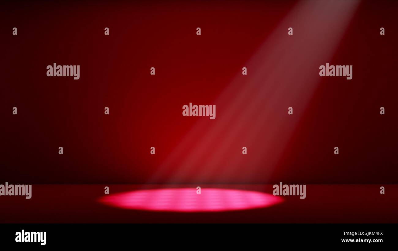 Deux projecteurs au centre du podium ou de la scène rouge Banque D'Images