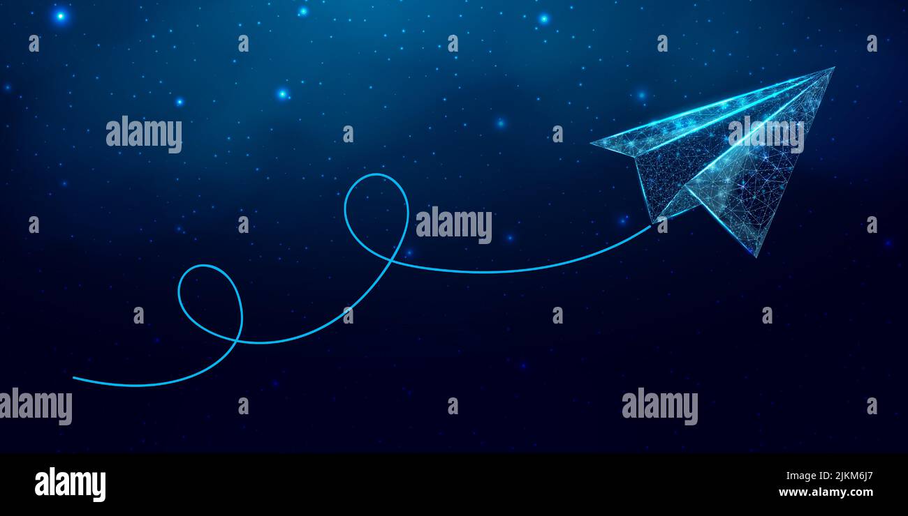 Plan de papier polygonal. Démarrage d'entreprise, innovation, croissance, voyage, concept de liberté de voie d'avant. Plan poly bas filaire. Illustration vectorielle. Illustration de Vecteur