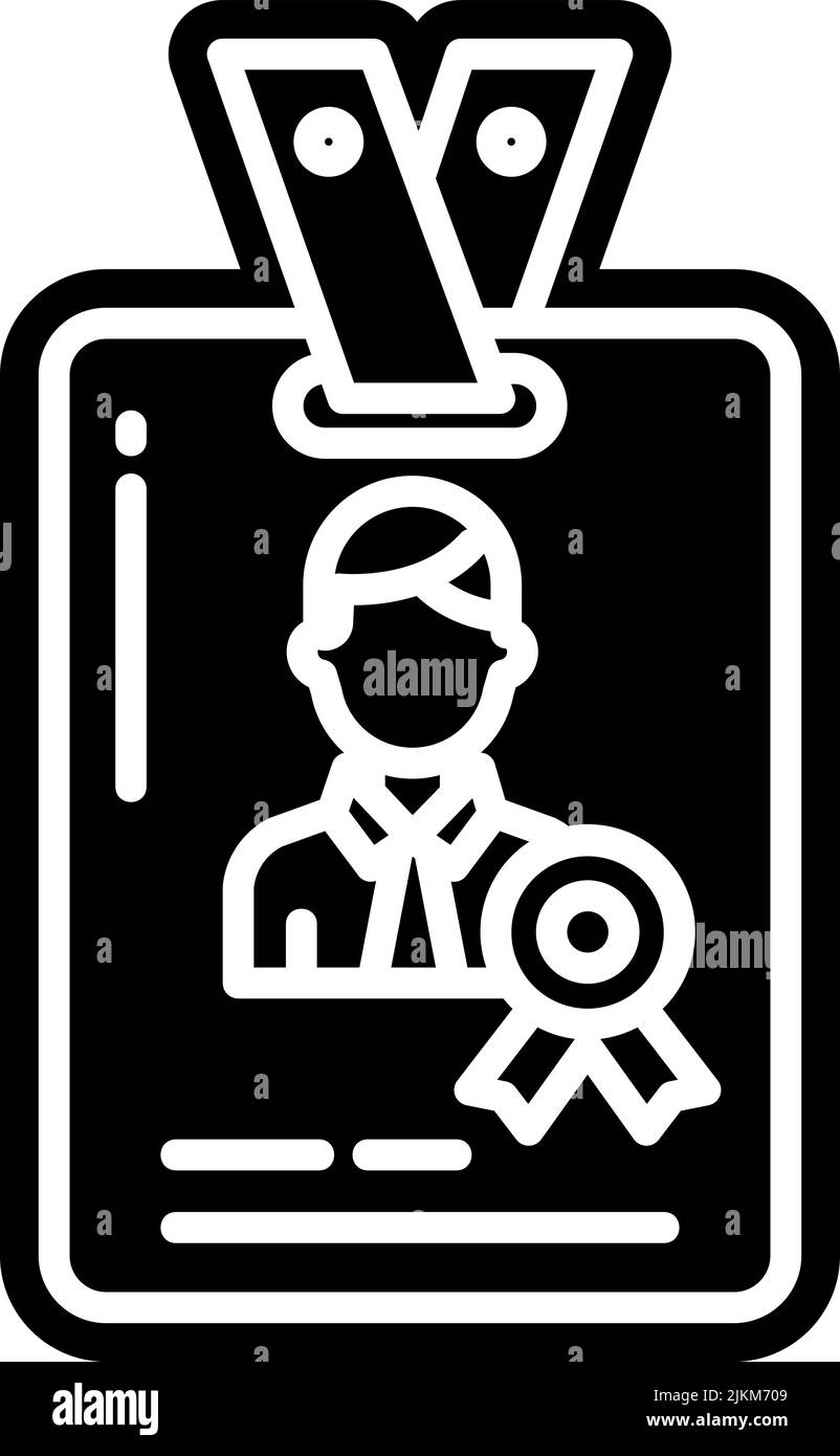 illustration vectorielle noire de l'icône de carte d'identité. Illustration de Vecteur