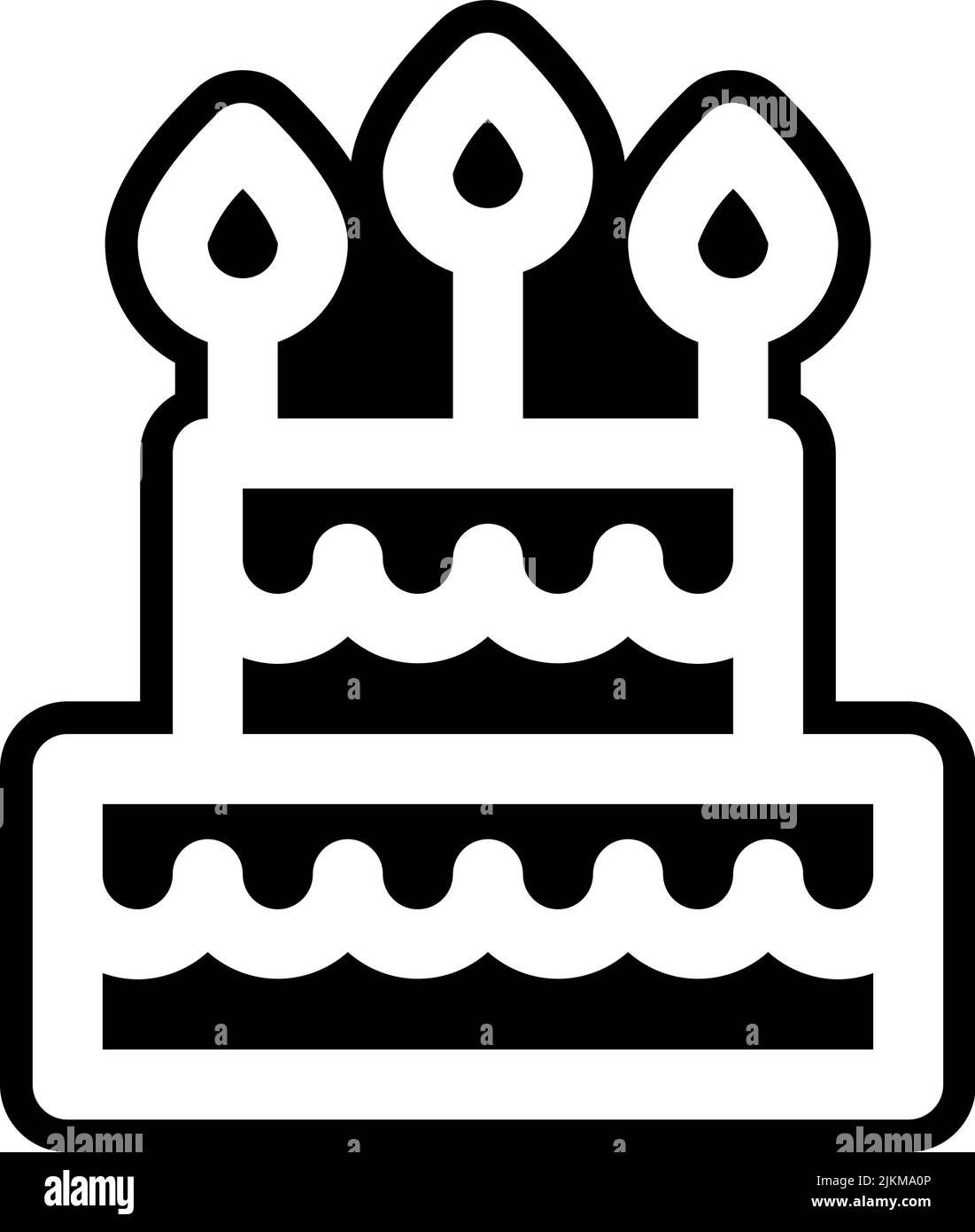 illustration vectorielle noire icône gâteau d'anniversaire. Illustration de Vecteur