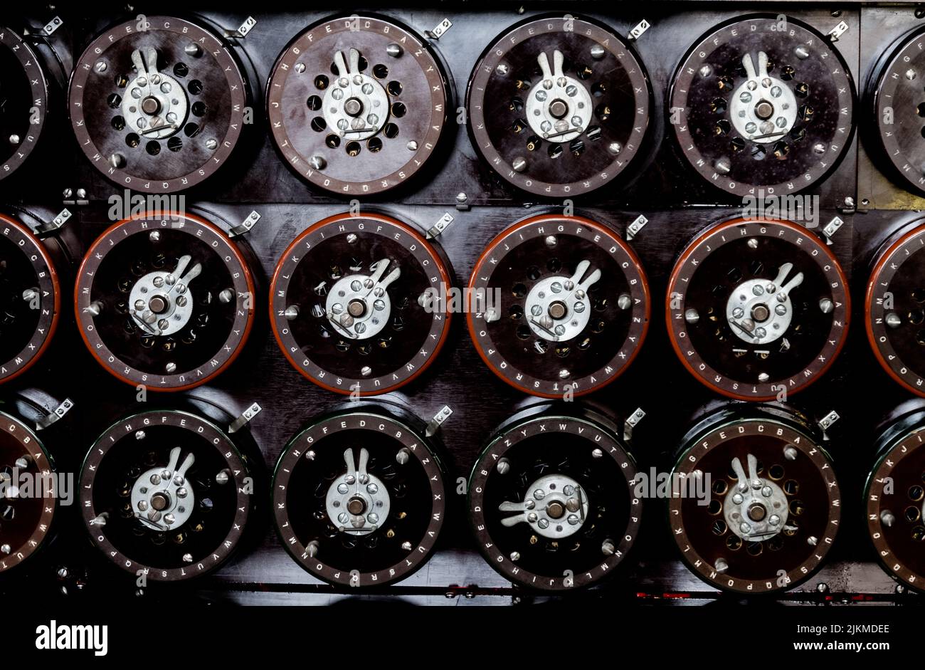 Cadrans indicateurs de la célèbre machine « Bombe » de Bletchley Park utilisés pour déchiffrer les messages cryptés allemands « Enigma ». Janvier 2017 Banque D'Images