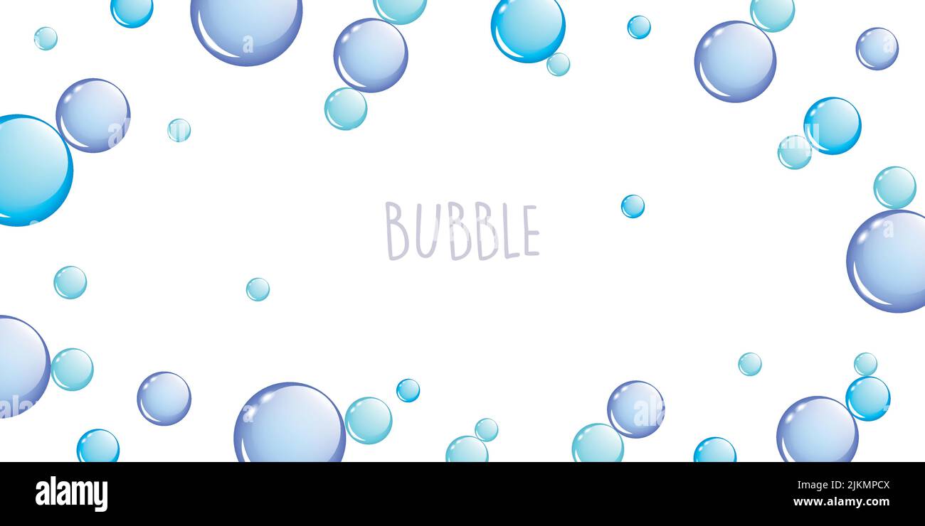bordure bleue de la bulle de savon isolée sur fond blanc Illustration de Vecteur