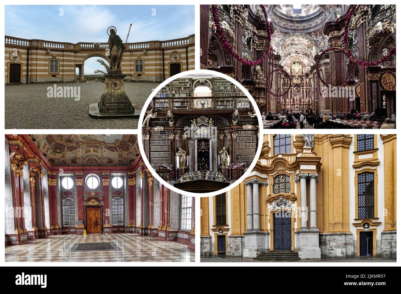 Stift Melk (Abbaye de Melk) est une abbaye bénédictine située à Melk, en Autriche. Monastère situé sur un éperon rocheux surplombant le Danube Banque D'Images