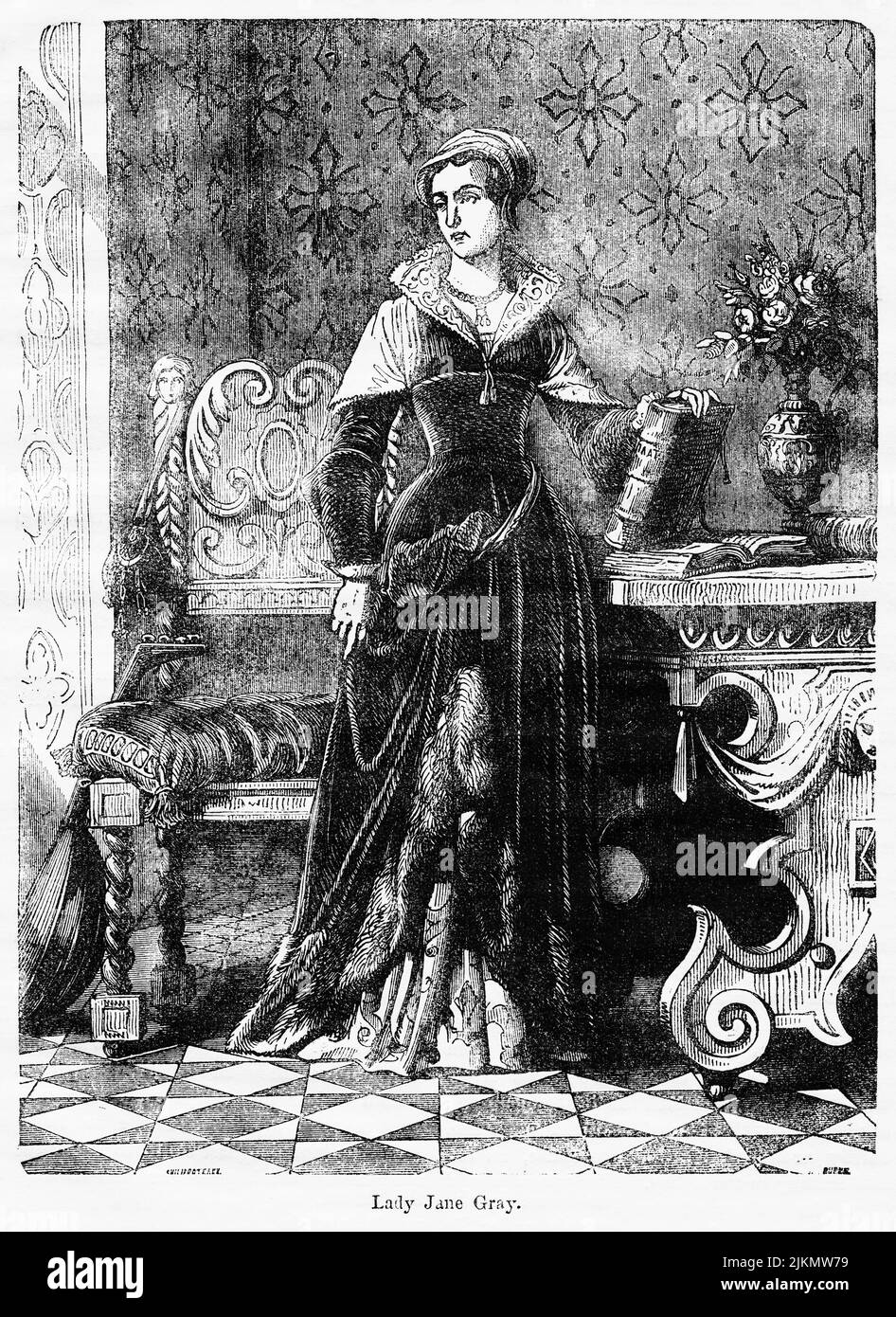 Lady Jane Gray, illustration du livre, « John Cassel's Illustrated History of England, Volume II », texte de William Howitt, Cassell, Petter et Galpin, Londres, 1858 Banque D'Images