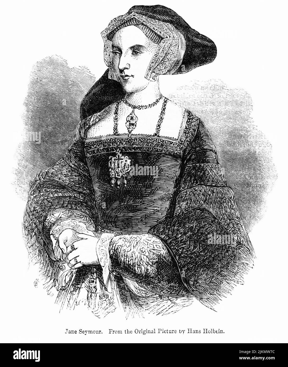 Jane Seymour, de la photo originale de Hans Holbein, Illustration du livre, « John Cassel's Illustrated History of England, Volume II », texte de William Howitt, Cassell, Petter, et Galpin, Londres, 1858 Banque D'Images