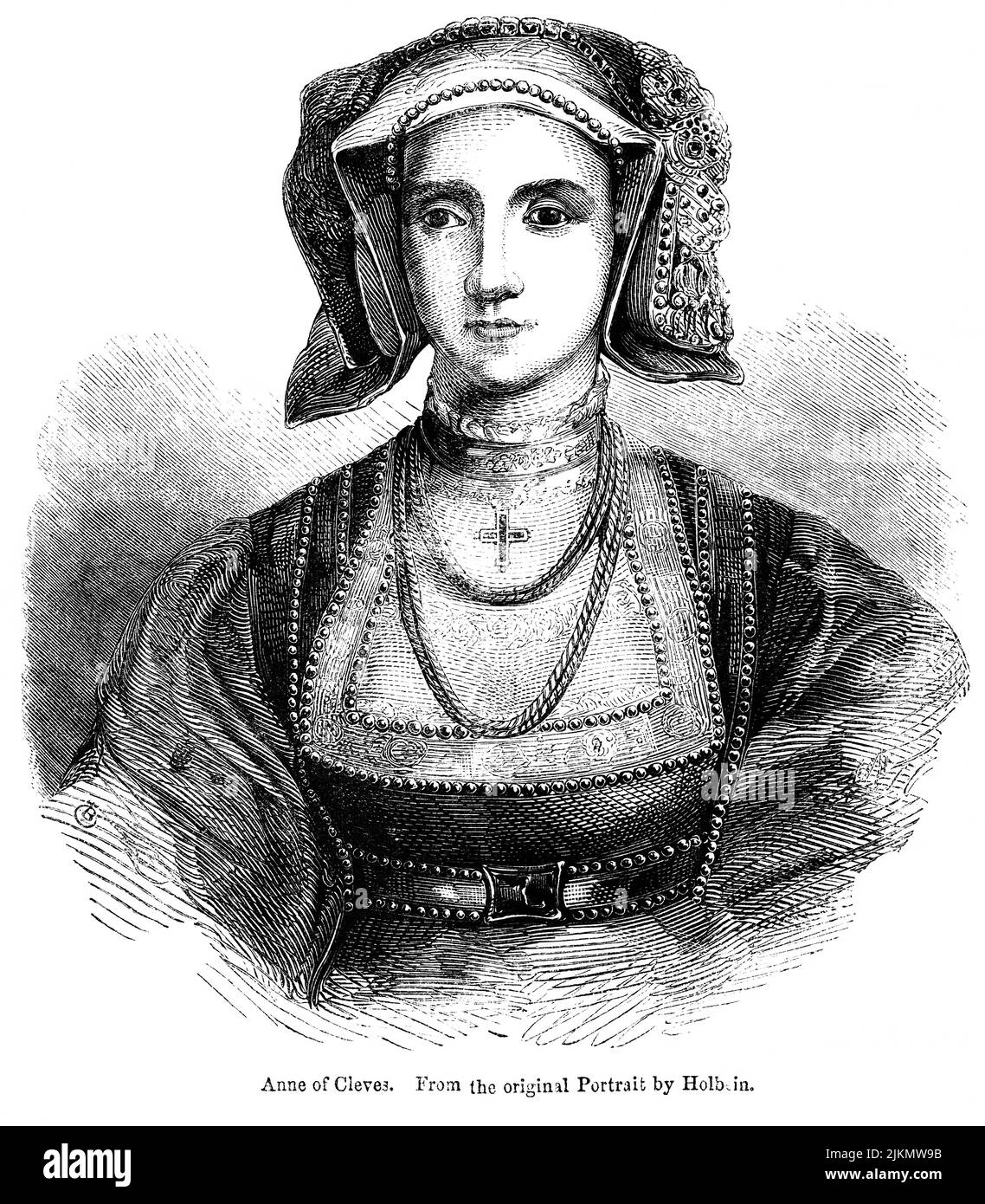 Anne de Cleves, de l'original de Holbein, Illustration du livre, «John Cassell's Illustrated History of England, Volume II», texte de William Howitt, Cassell, Petter, et Galpin, Londres, 1858 Banque D'Images