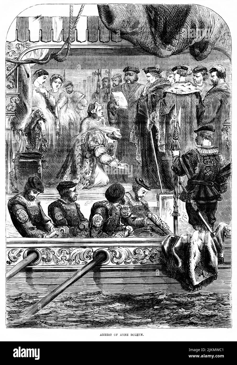Arrestation d'Anne Boleyn, illustration du livre, « John Cassel's Illustrated History of England, Volume II », texte de William Howitt, Cassell, Petter et Galpin, Londres, 1858 Banque D'Images
