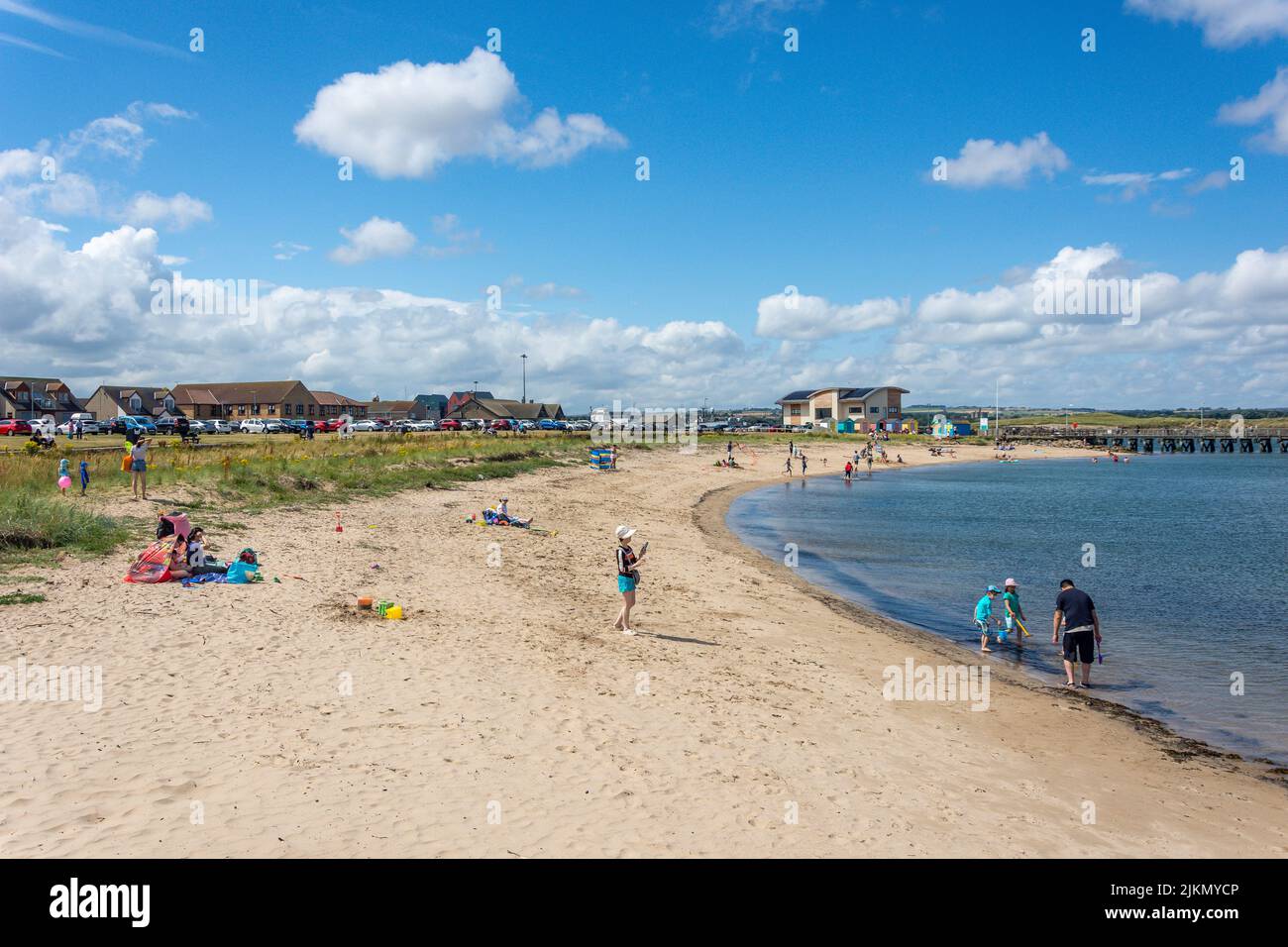 Amble Beach at Little Shore, Harbor Road, amble, Northumberland, Angleterre, Royaume-Uni Banque D'Images