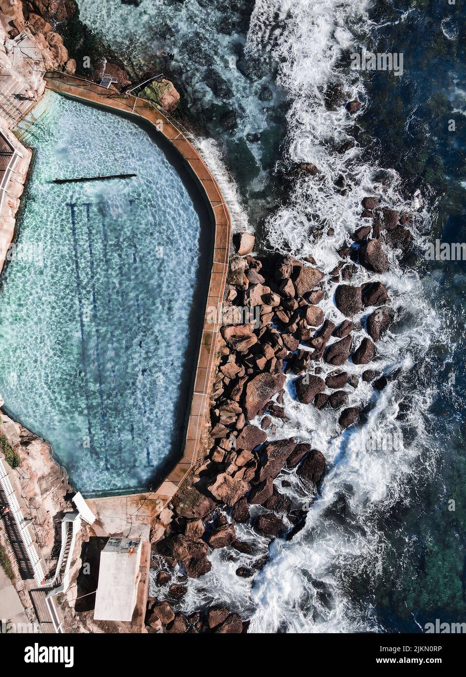 Vue aérienne des bains du Bronte à Sydney, en Australie Banque D'Images