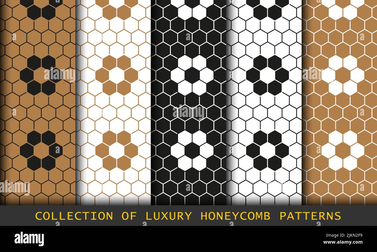 Ensemble de motifs géométriques en nid d'abeille. Motif géométrique abstrait hexagons Illustration de Vecteur