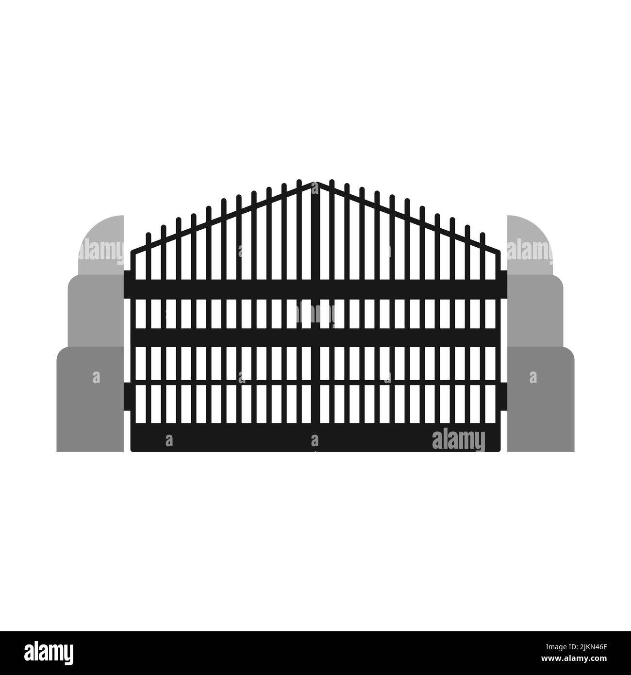 Porte avec clôture en fer et décoration de manoir en métal. Entrée principale à partir de l'illustration vectorielle de la grille d'iron. Ancien treillis forgé et classique f Illustration de Vecteur