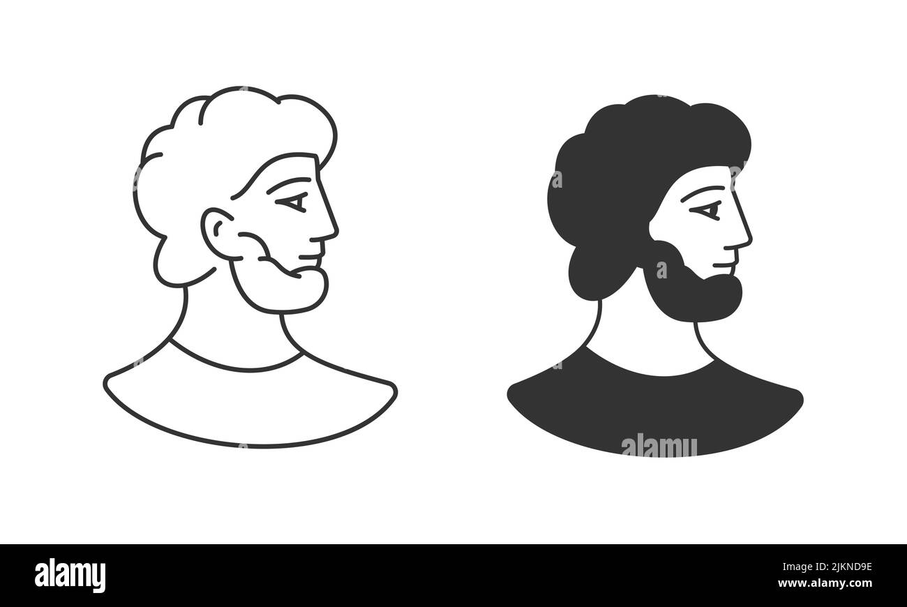 Ancienne icône grecque dans le profil. Illustration vectorielle sur fond blanc. Illustration de Vecteur