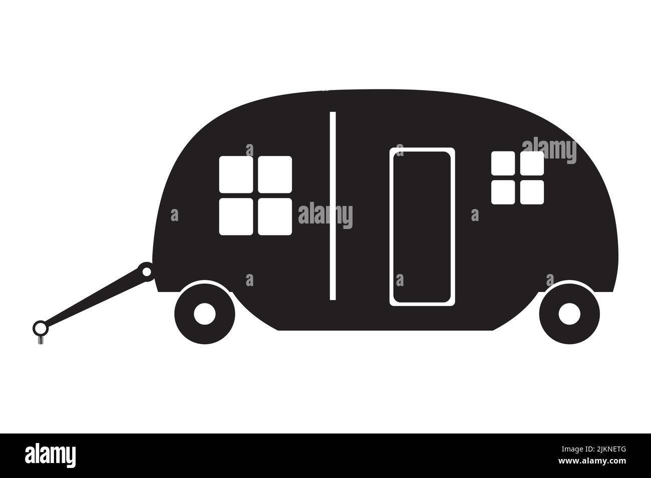 Icône campeur. Logo House on Wheels. Symbole car van pour les voyages touristiques. Voiture de camping, véhicule de loisirs, silhouette noire de fourgonnette. Campervan sign.Vector Illustration de Vecteur