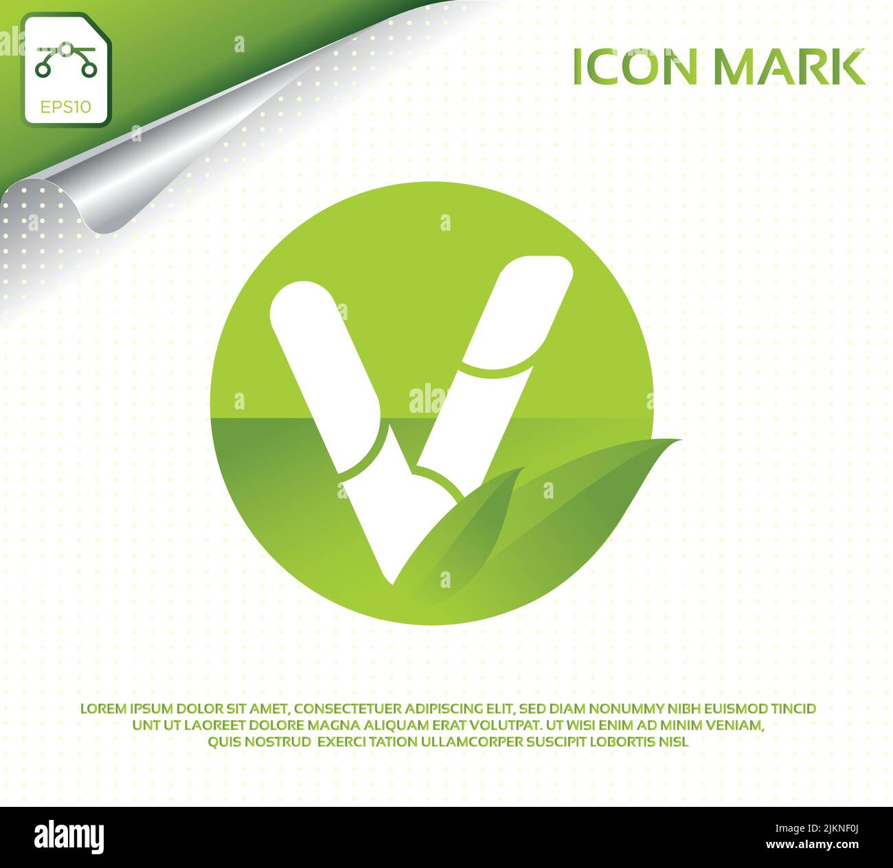 Lettre v créative et logo moderne en forme de feuille verte Illustration de Vecteur