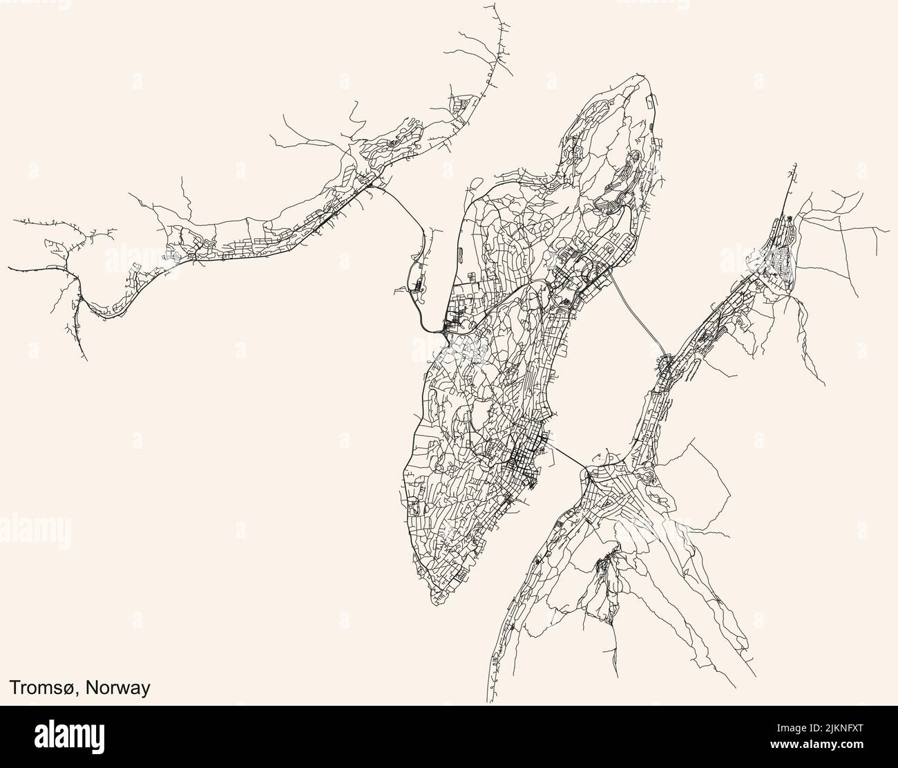 Carte des rues de TROMSØ, NORVÈGE Illustration de Vecteur