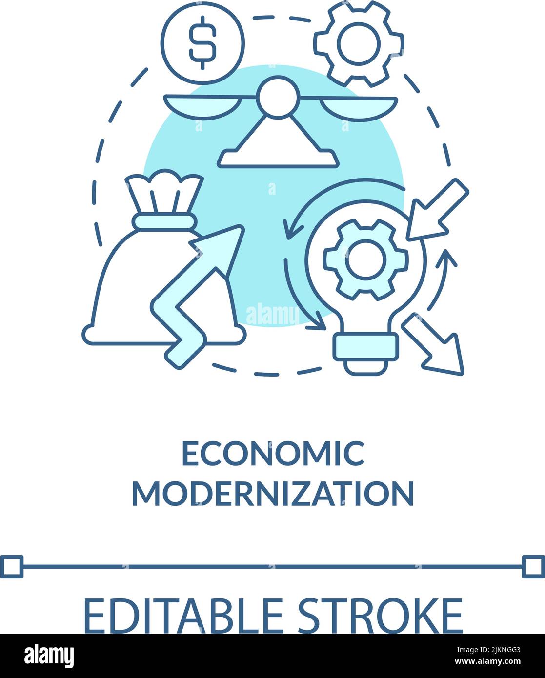 Modernisation économique turquoise concept icône Illustration de Vecteur