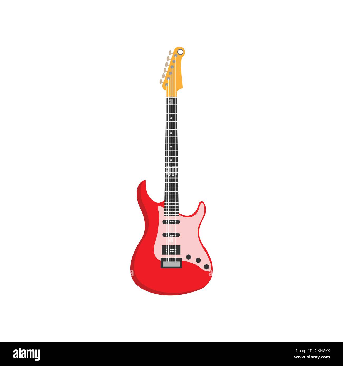 Une guitare électrique minimaliste isolée sur fond blanc Illustration de Vecteur