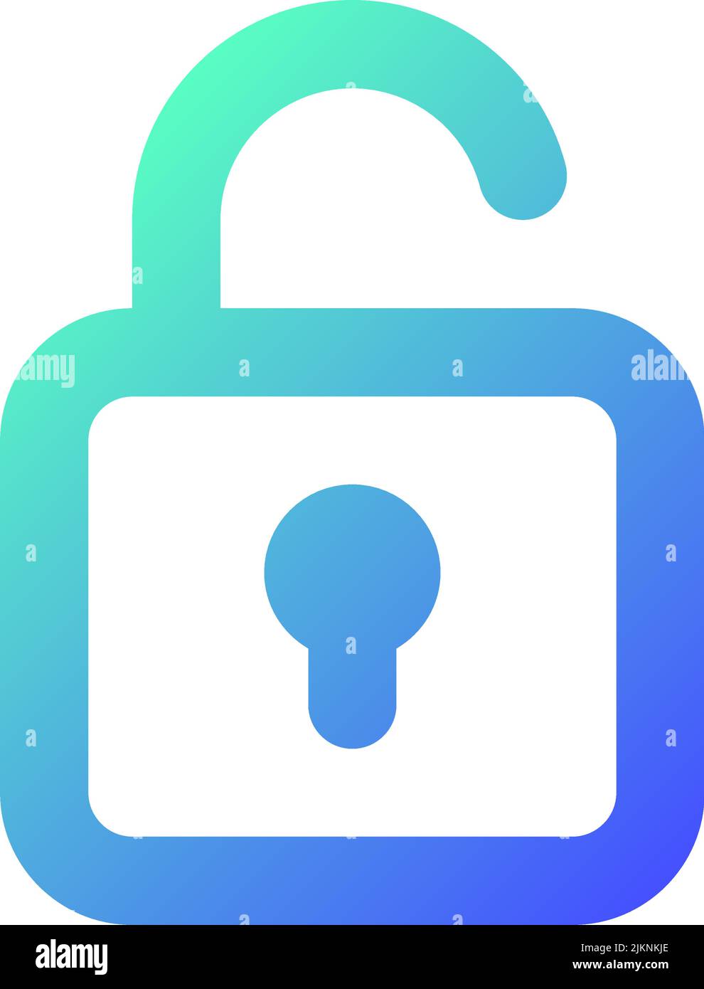 Cadenas déverrouillé pixel Perfect gradient linéaire icône de l'interface utilisateur Illustration de Vecteur