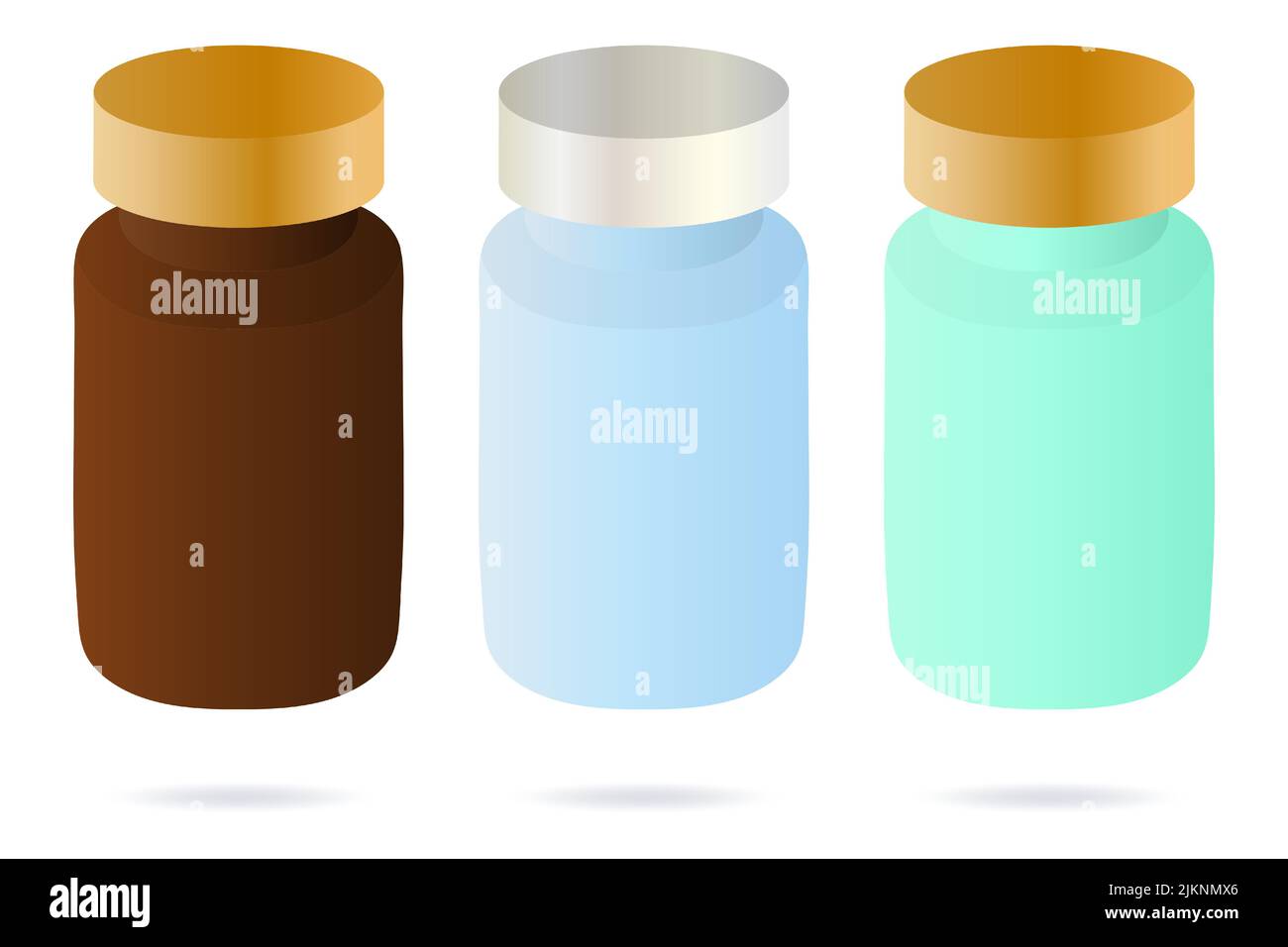 Pilules. Pot en plastique pour les médicaments, les vitamines et autres choses. Ensemble d'illustrations vectorielles. Arrière-plan isolé. Collection de flacons de médicaments. Illustration de Vecteur