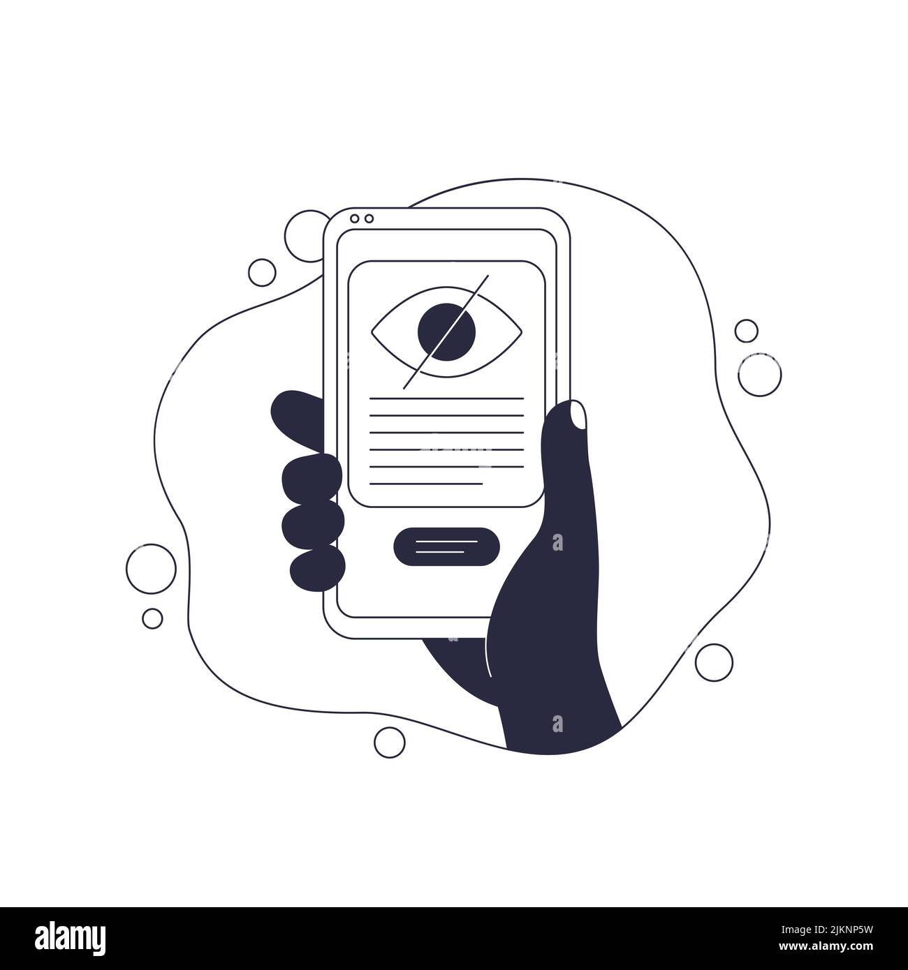 contenu caché ou invisible, téléphone en main, vecteur Illustration de Vecteur