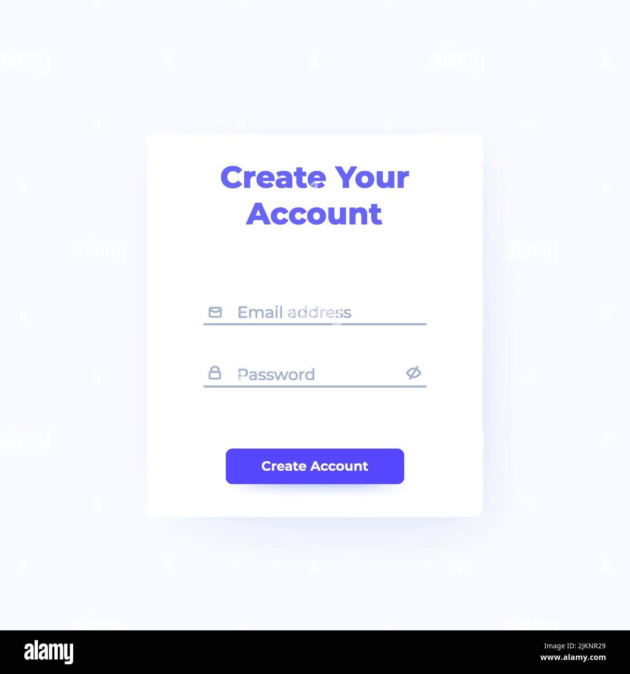 Créer un formulaire de compte, une interface utilisateur, une interface vectorielle Illustration de Vecteur