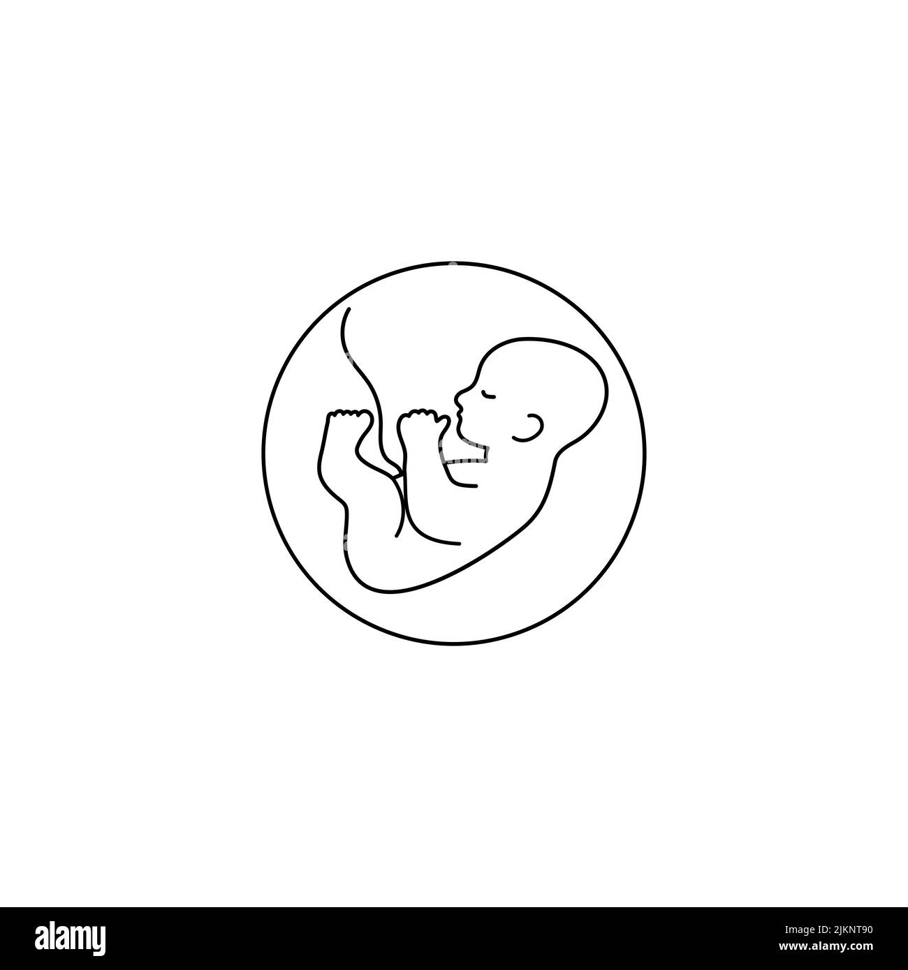 Bébé dans l'utérus. Concept de grossesse. Symbole fœtus. Embryon dans le ventre. Emblème médical pour centre de grossesse. Illustration vectorielle Illustration de Vecteur