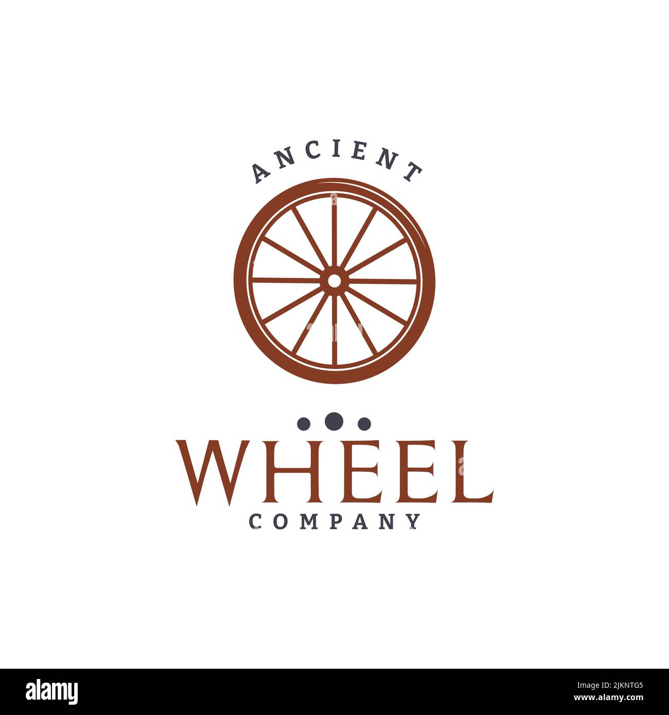 Simple Vintage logo chariot en bois Caravan roue Illustration de Vecteur
