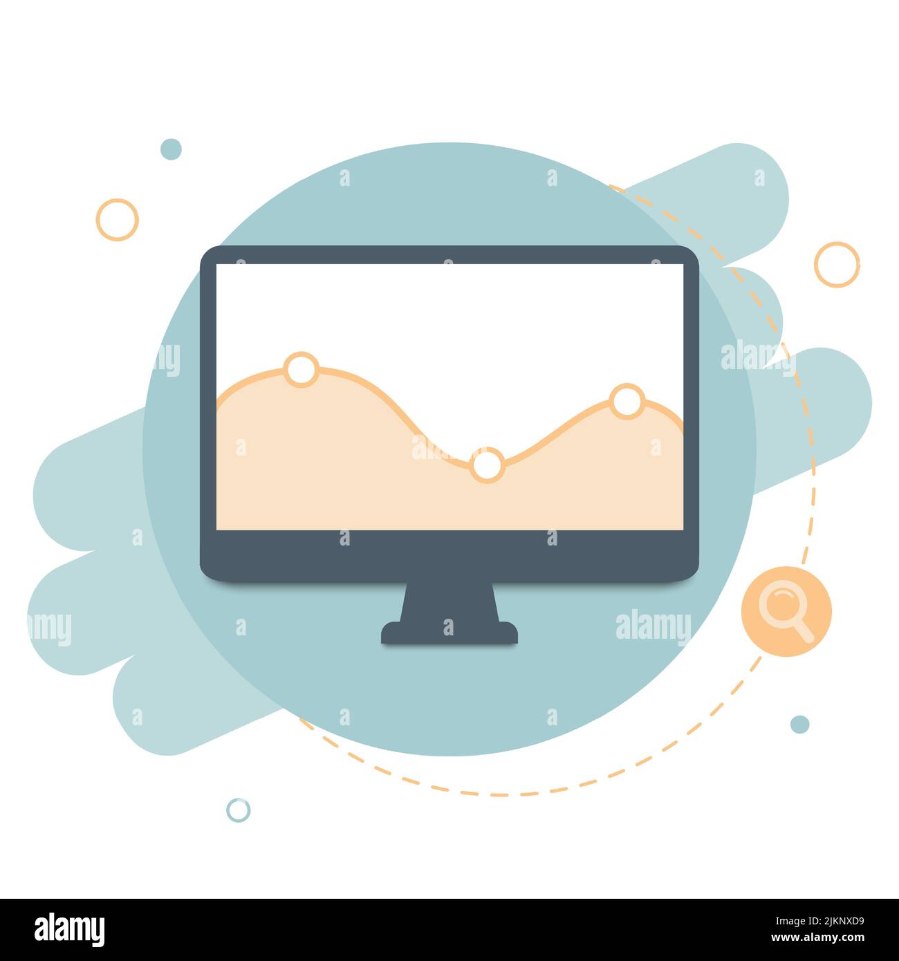 Informations d'analyse Web sur l'icône de l'écran de l'ordinateur. Concept de rapport des graphiques de tendance. Graphiques statistiques pour la planification et la comptabilité, l'analyse, l'audit Illustration de Vecteur