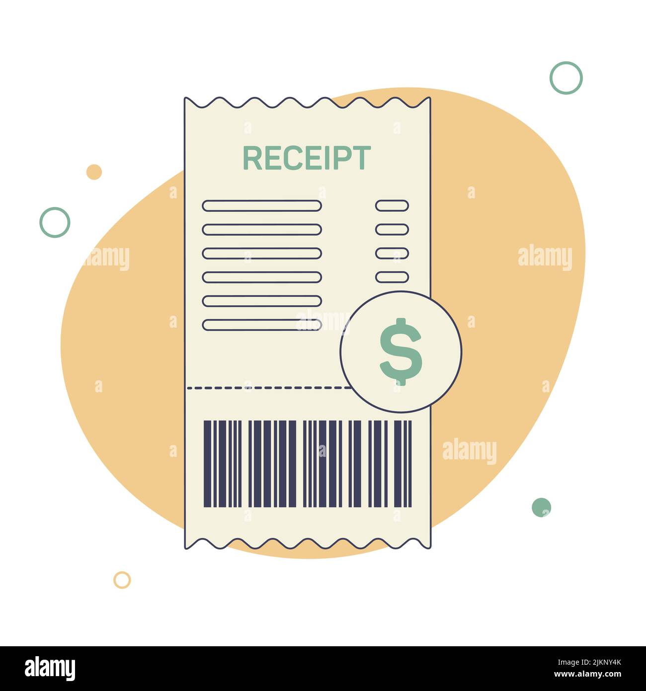 Icône de reçu dans un style plat. Signature de la facture. Modèle de facture de distributeur automatique de billets ou chèque financier papier du restaurant. Illustration vectorielle Illustration de Vecteur