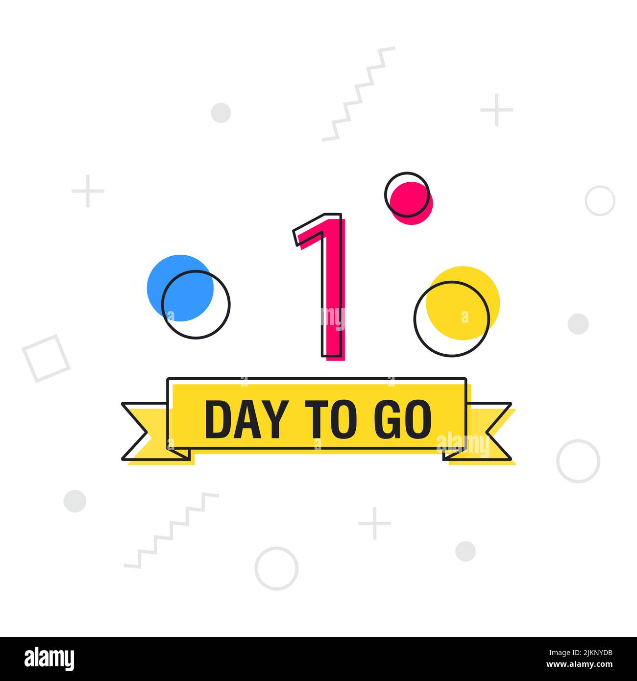 1 day to go dernière icône de compte à rebours sur le style géométrique de memphis. Vecteur Illustration de Vecteur