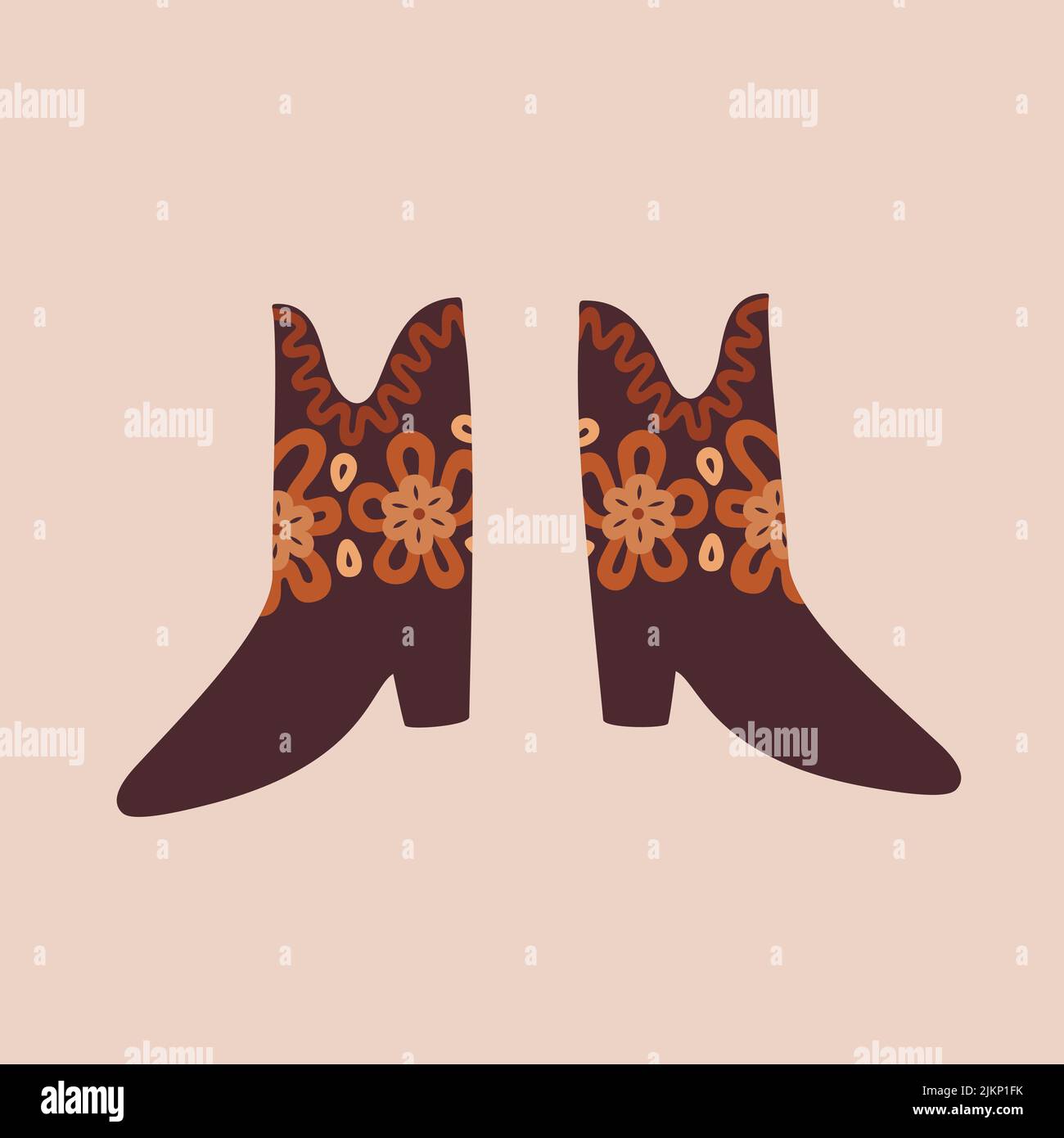 Bottes de cowboy de boho Illustration de Vecteur