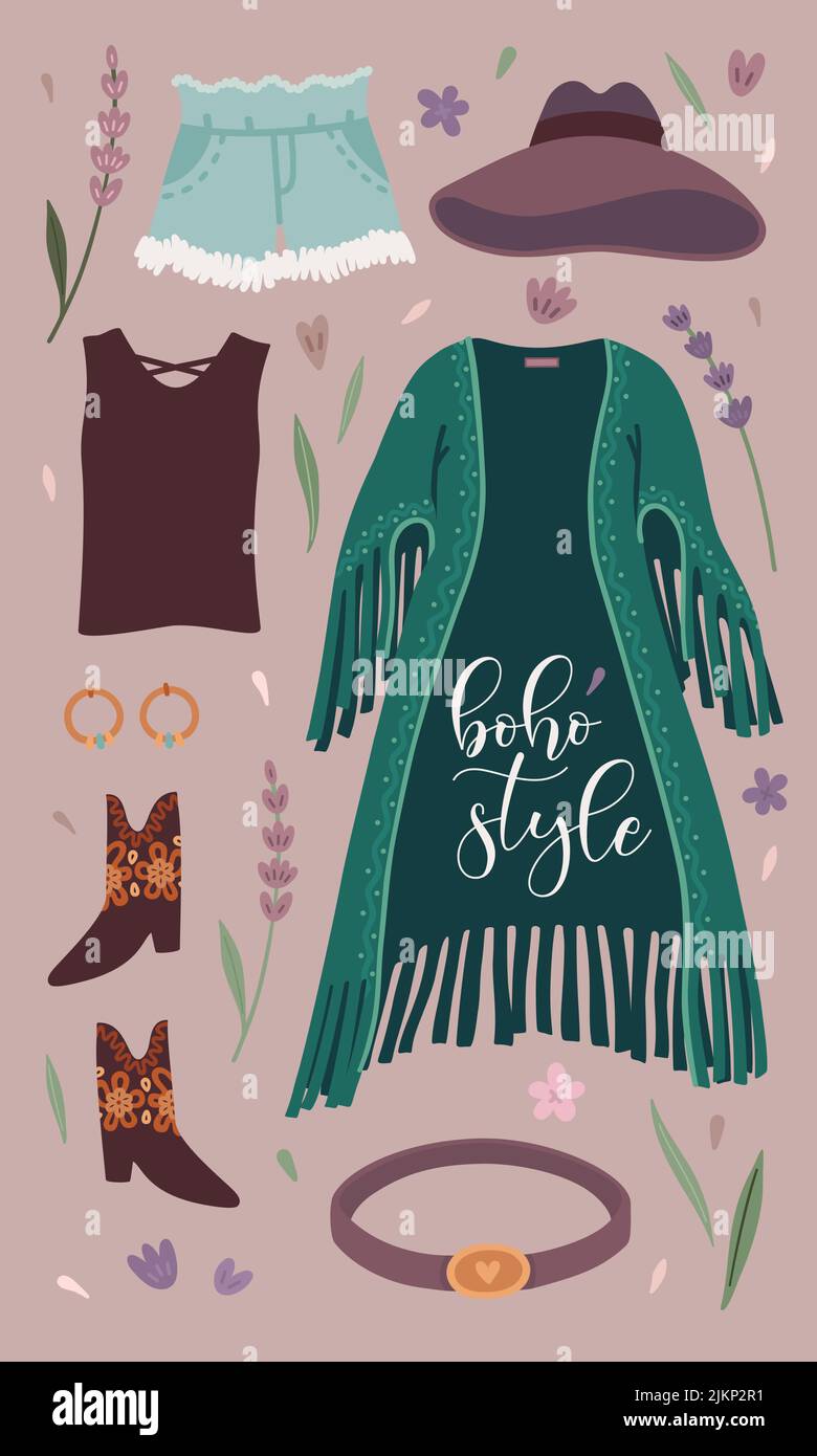 Collection de tenues de boho Illustration de Vecteur