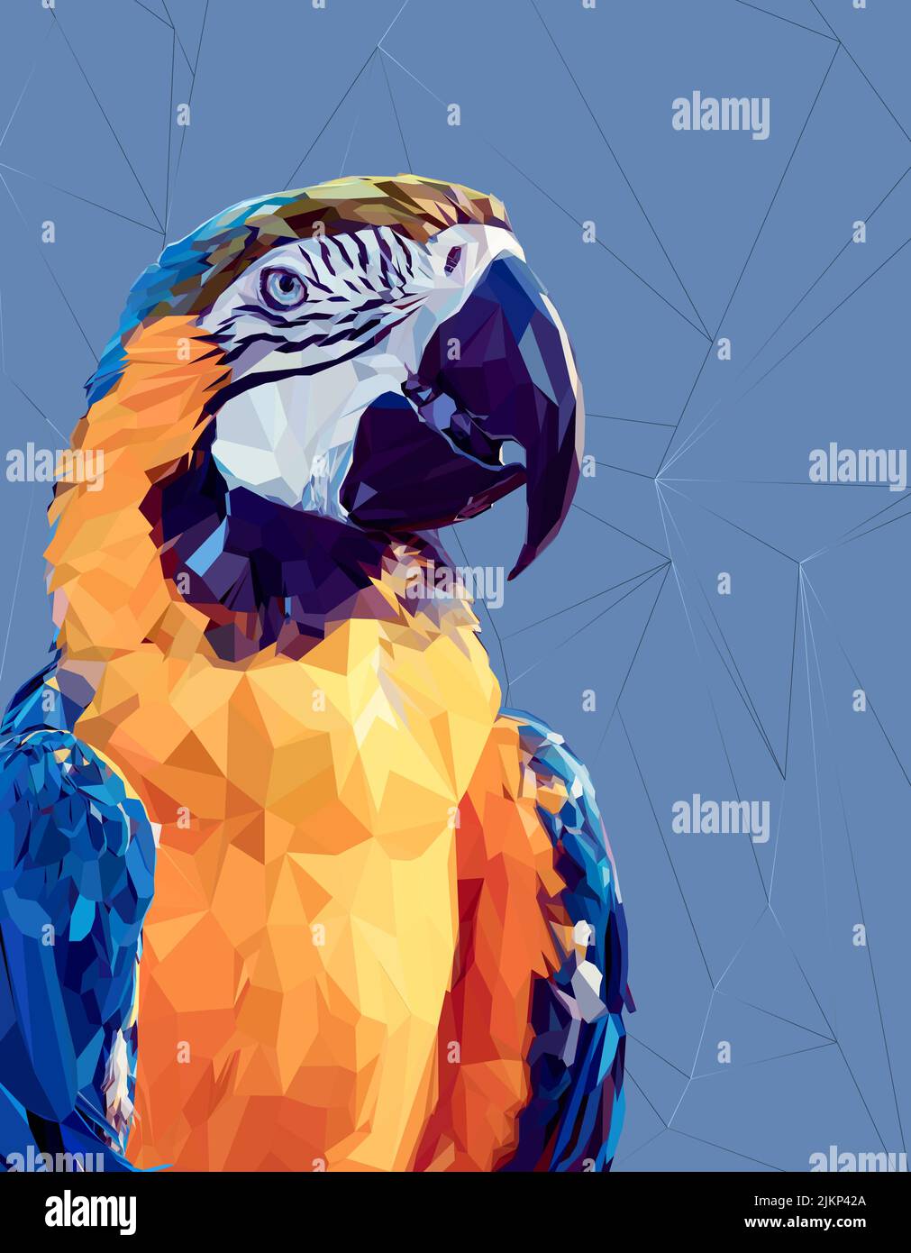 Œuvres d'art avec perroquet de macaw dans le style poly bas. Illustration de Vecteur