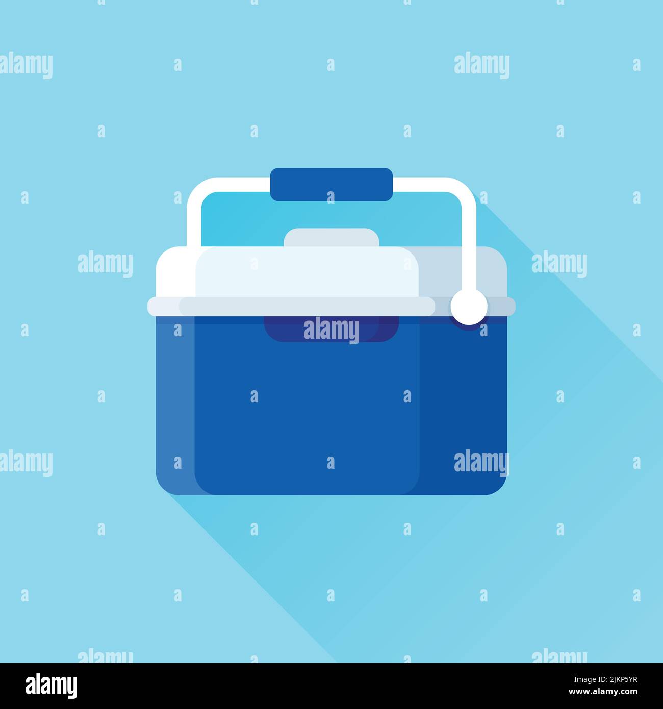 Réfrigérateur portable de style plat. Illustration vectorielle pour réfrigérateur de voiture sur un arrière-plan isolé. Concept commercial de l'enseigne de la boîte à glace. Illustration de Vecteur