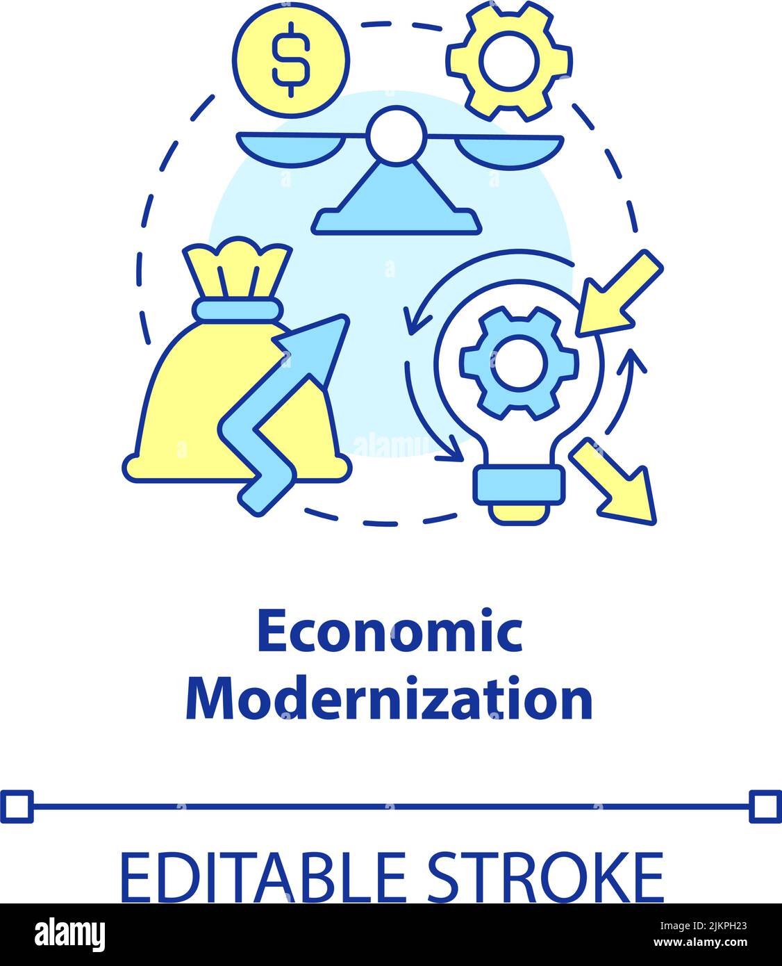 Icône du concept de modernisation économique Illustration de Vecteur
