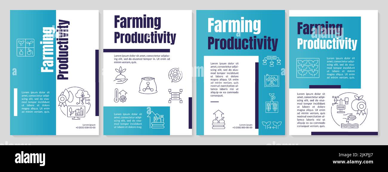 Modèle de brochure bleue sur la productivité agricole Illustration de Vecteur