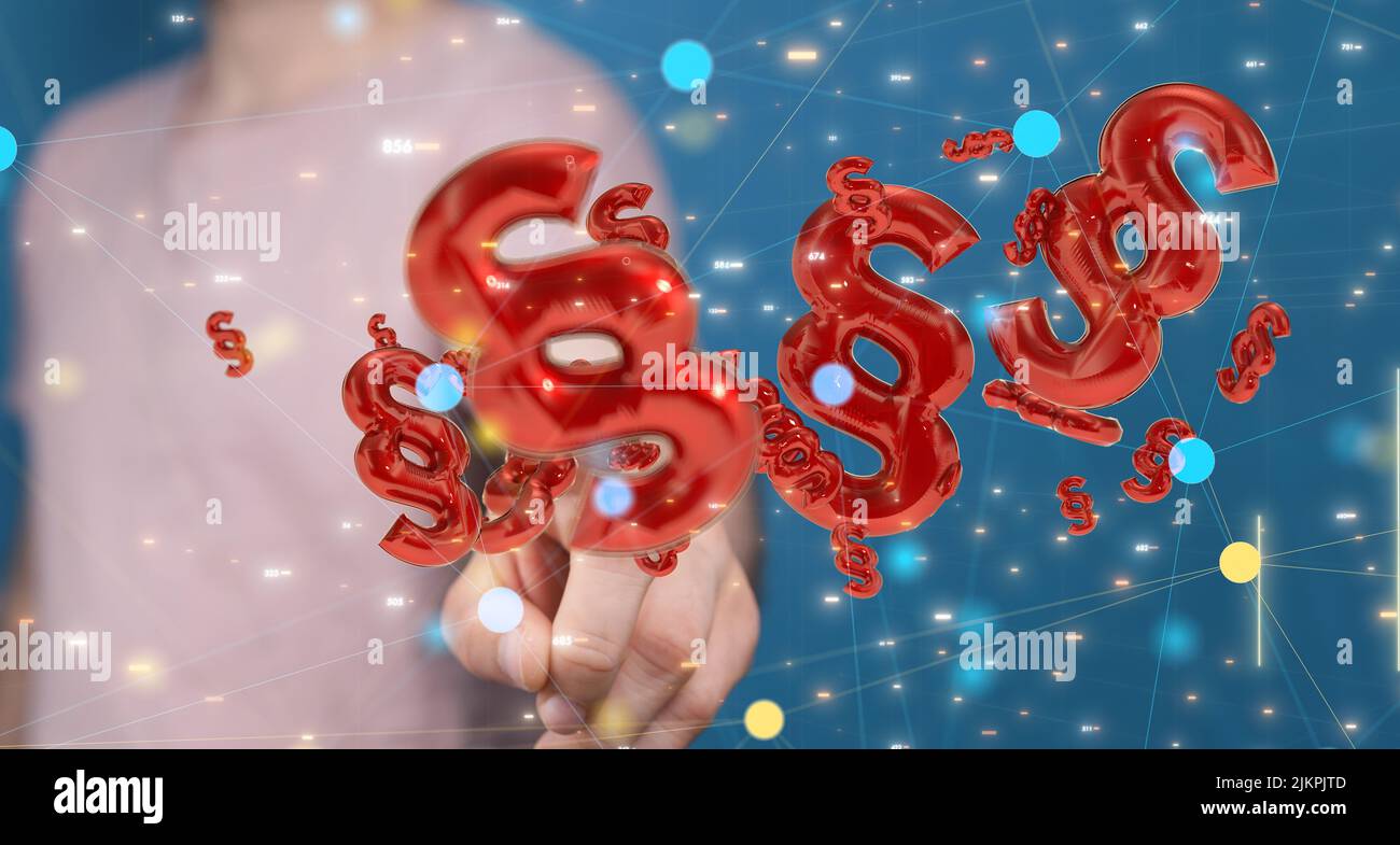 Gros plan d'un homme pointant vers le signe de section de paragraphe rendu 3D Banque D'Images