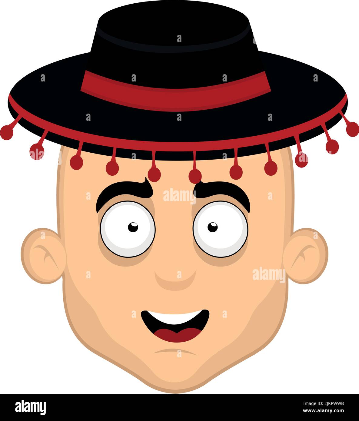 Illustration vectorielle du visage d'un homme de dessin animé avec un chapeau de flamenco, classique d'une danse de la culture espagnole Illustration de Vecteur