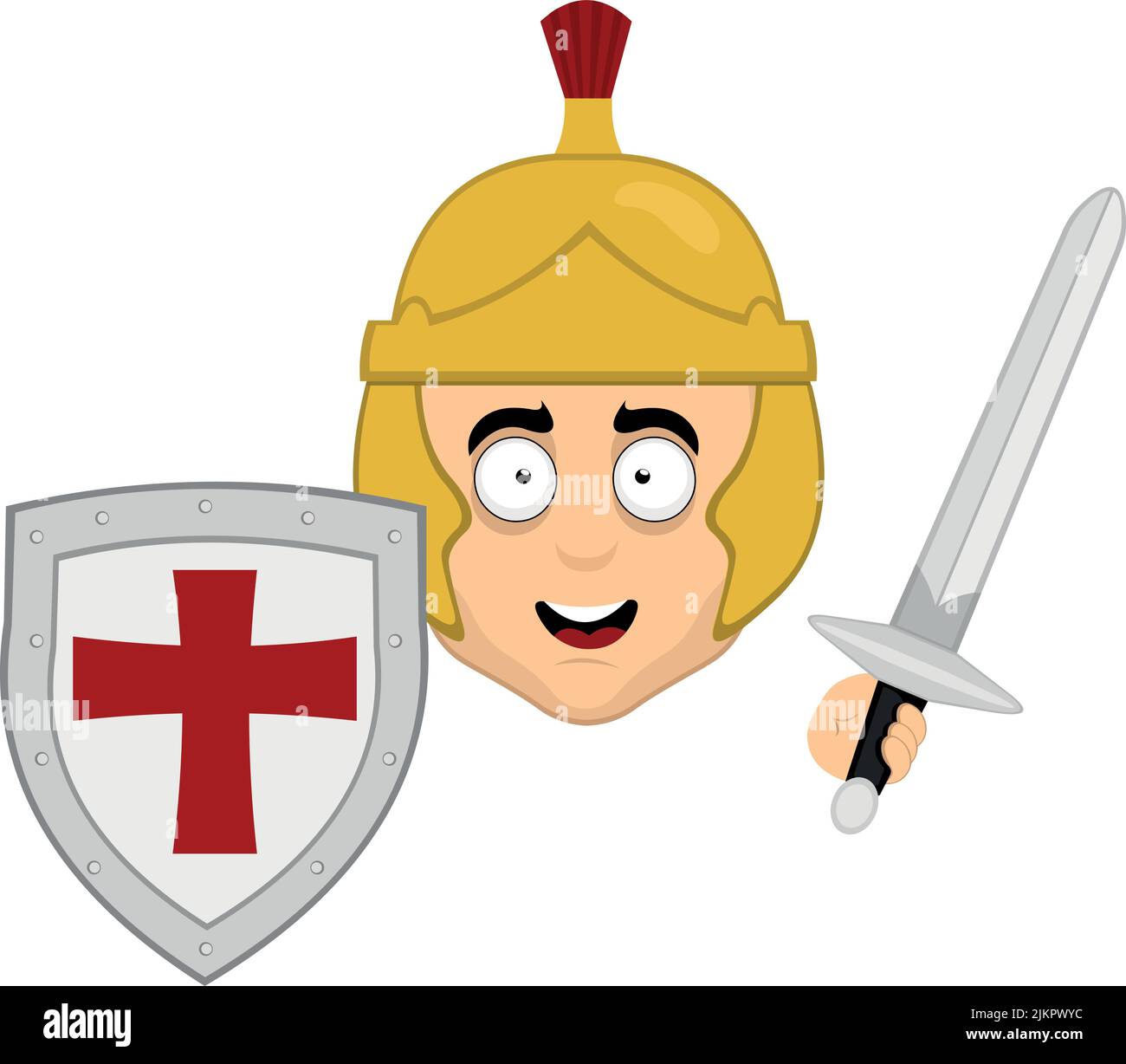 Illustration vectorielle du visage d'un soldat romain avec casque, bouclier et épée à la main Illustration de Vecteur