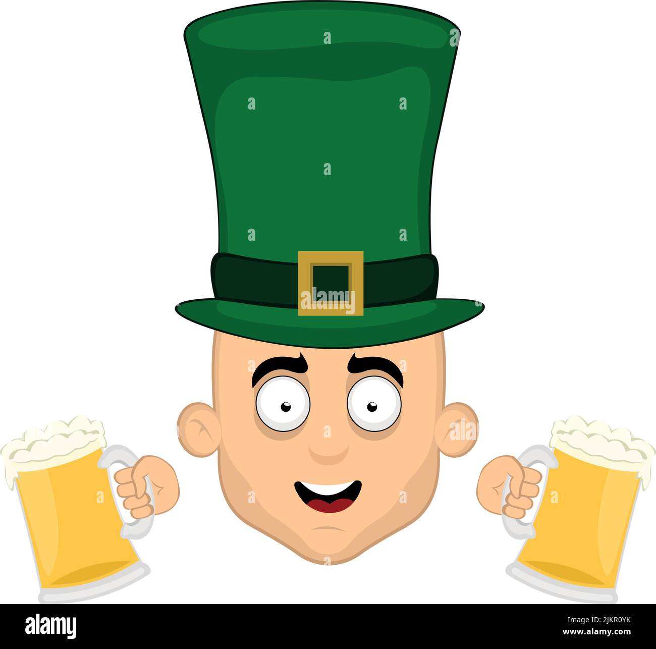 Illustration vectorielle du visage d'un personnage de dessin animé d'homme, avec un chapeau d'élan sur sa tête et deux verres de bière entre ses mains, en commémoration d'okto Illustration de Vecteur