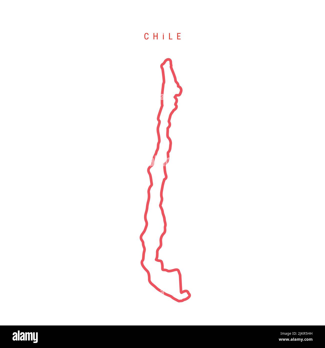 Carte de contour modifiable du Chili. Frontière rouge chilienne. Nom du pays. Régler l'épaisseur de ligne. Changez de couleur. Illustration vectorielle. Illustration de Vecteur