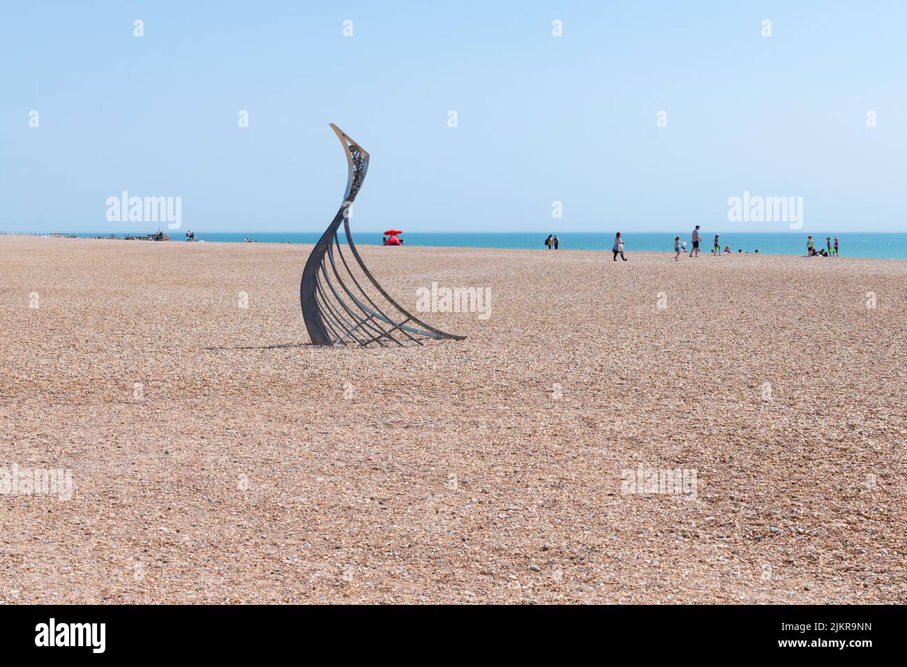 La sculpture du débarquement par Leigh Dyer, Hastings Beach, Hastings, East Sussex, Angleterre, ROYAUME-UNI Banque D'Images