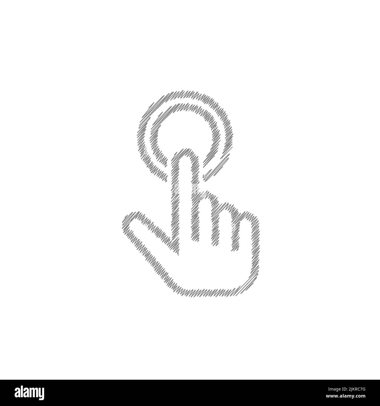 Appuyez avec le doigt sur le bouton esquisse de l'icône de vecteur gris Illustration de Vecteur