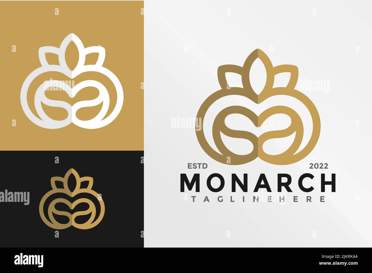 Un logo de marque « Monarch » sur trois arrière-plans Illustration de Vecteur