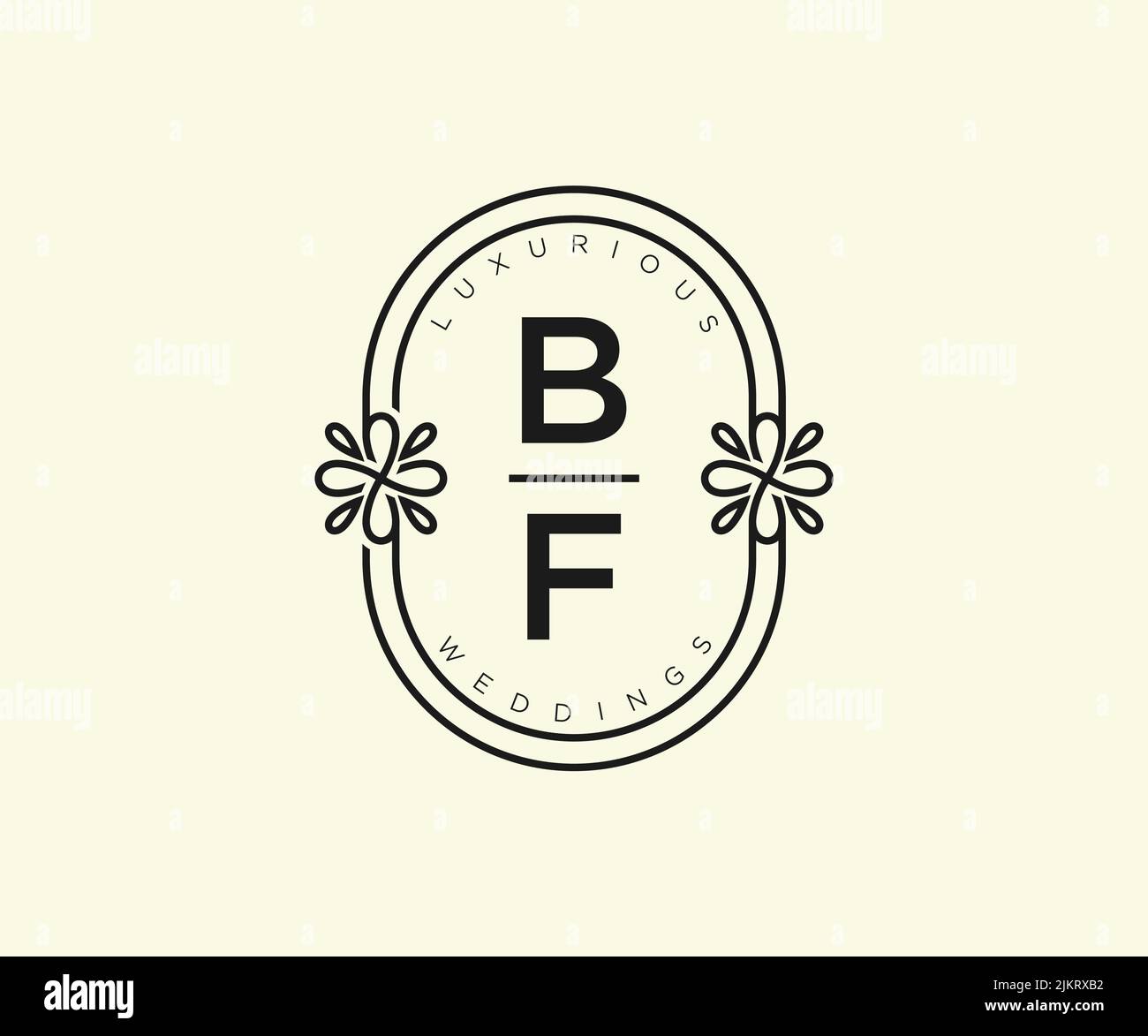 BF initiales lettre mariage monogramme logos modèle, dessin à la main moderne minimalistes et modèles floraux pour cartes d'invitation, Save the Date, élégant Illustration de Vecteur