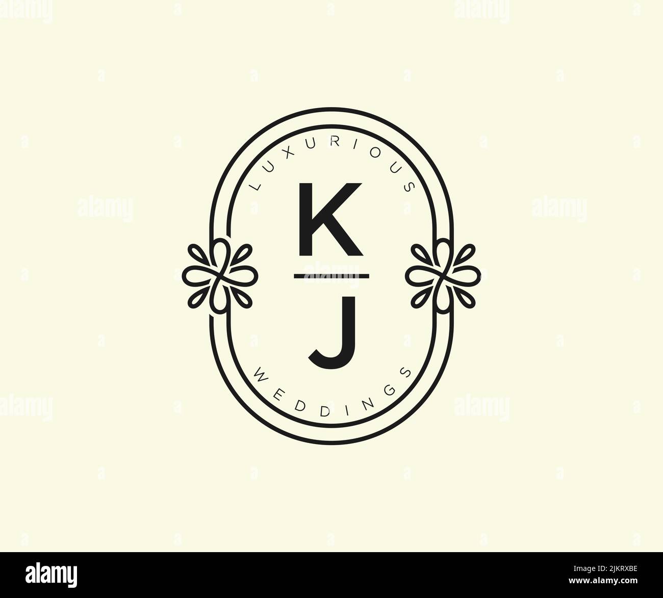 KJ initiales lettre mariage monogramme logos modèle, dessin à la main moderne minimalistes et modèles floraux pour cartes d'invitation, Enregistrer la date, élégant Illustration de Vecteur