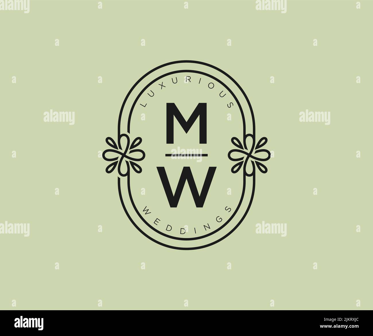 MW initiales lettre mariage monogramme logos modèle, dessin à la main moderne minimalistes et modèles floraux pour cartes d'invitation, Save the Date, élégant Illustration de Vecteur