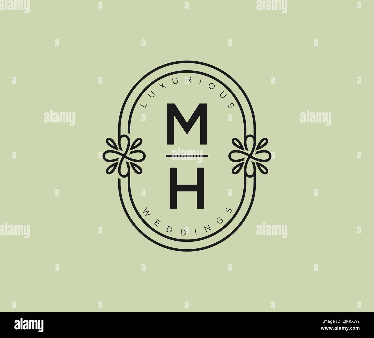 MH initiales lettre mariage monogramme logos modèle, dessin à la main moderne minimalistes et modèles floraux pour cartes d'invitation, Save the Date, élégant Illustration de Vecteur