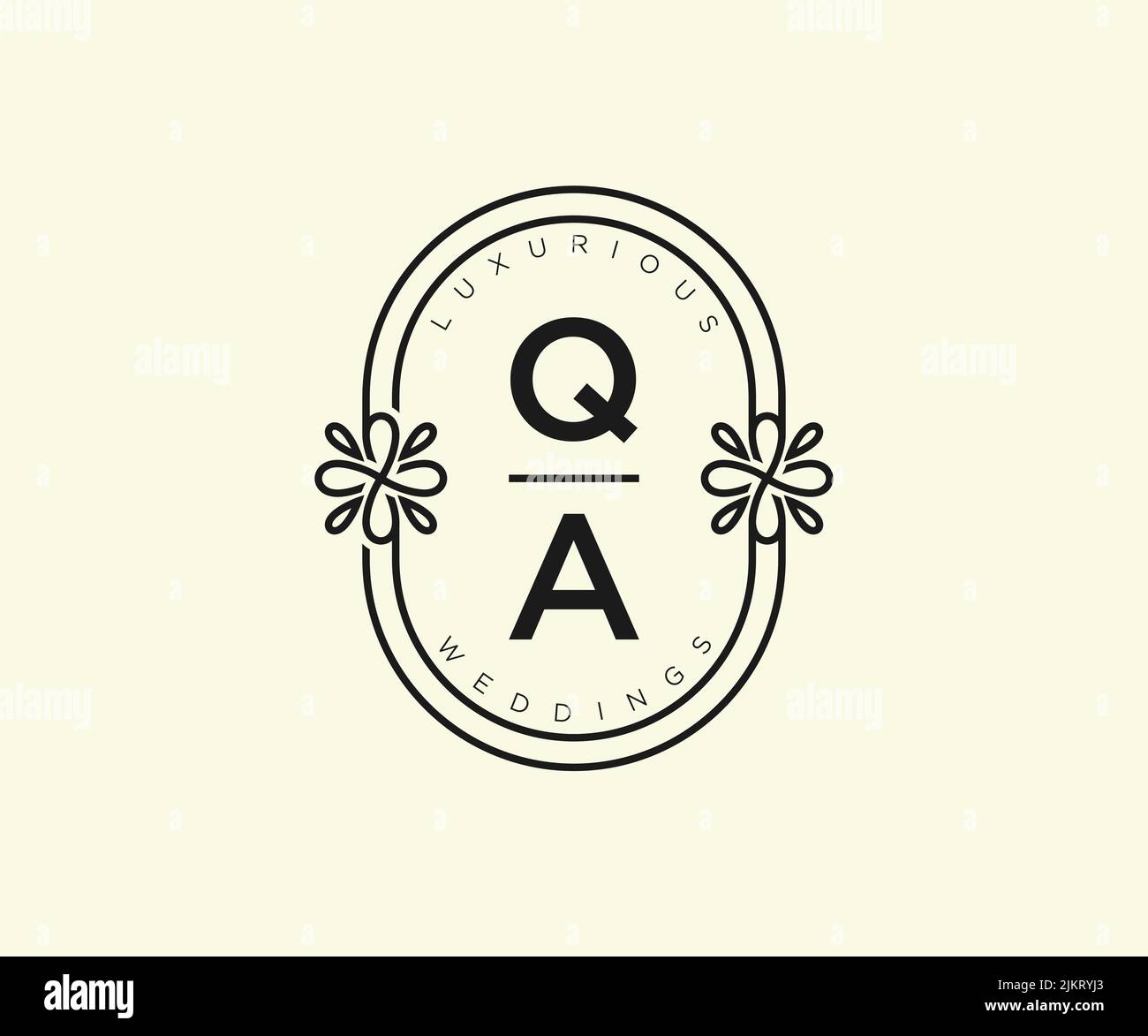 QA initiales lettre mariage monogramme logos modèle, dessin à la main moderne minimaliste et modèles floraux pour cartes d'invitation, Save the Date, élégant Illustration de Vecteur