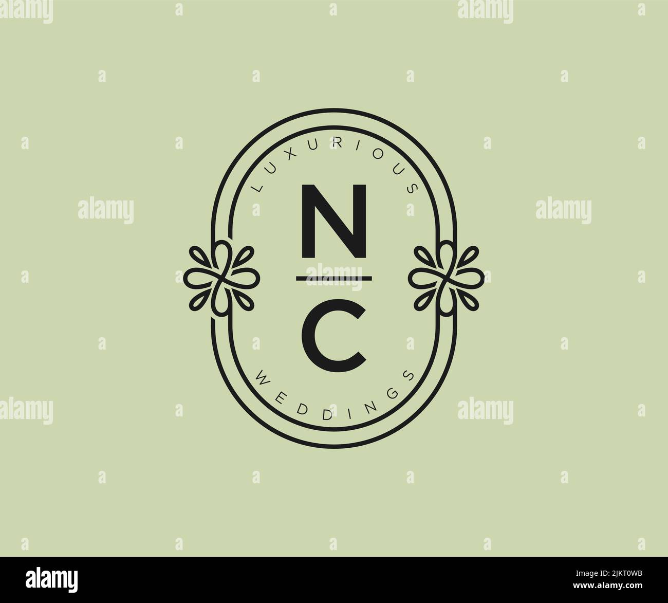 NC initiales lettre mariage monogramme logos modèle, dessin à la main moderne minimaliste et modèles floraux pour cartes d'invitation, Save the Date, élégant Illustration de Vecteur